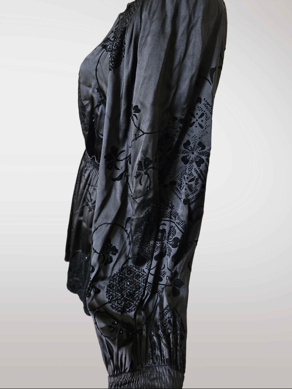 Hale Bob Silk Beaded Babydoll Blouse - Picture 7 of 7